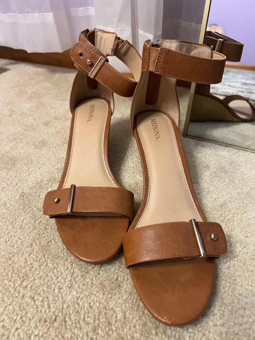 Merona Brown Ankle-Strap Block Heel Sandals